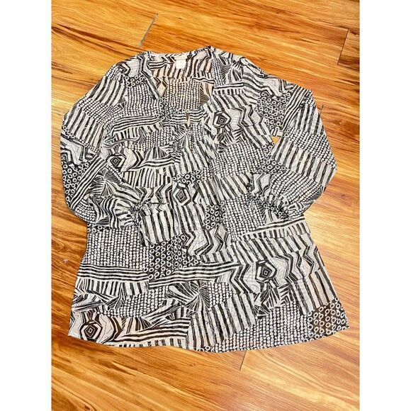 Profile by Gottex Black Gray Long sleeve Swimsuit Cover Up Medium - Picture 4 of 6